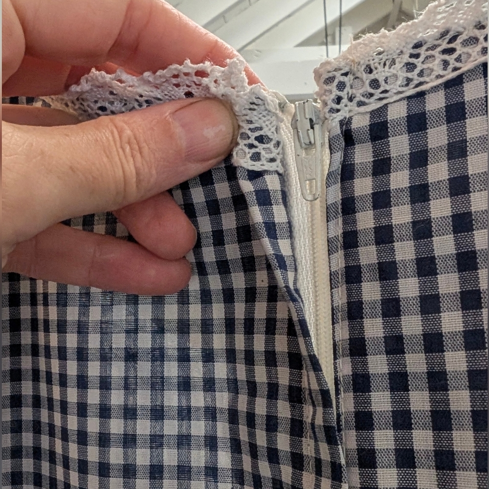 Gunne Sax Black and Cream Checked Long Sleeve Prairie Dress - Picture 8 of 16